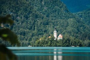 Lake Bled during the Trans Slovenia mountain biking tour
