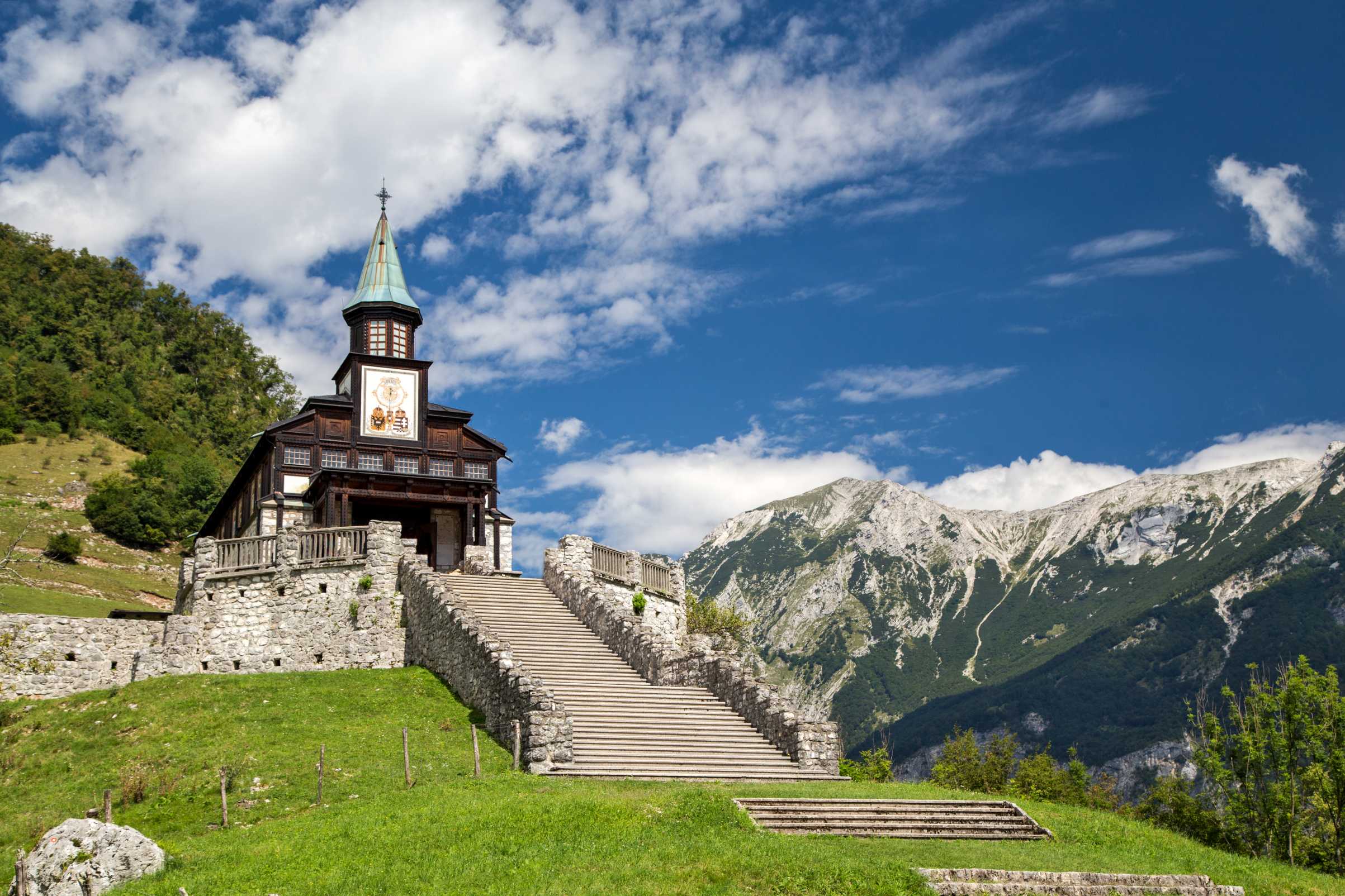 Ww1 memorial in Soča Valley, Slovenia, along the Walk of Peace hiking tour