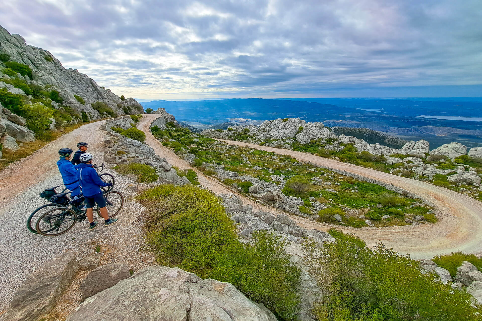 Resting above a serpentine gravel road in Croatia.
