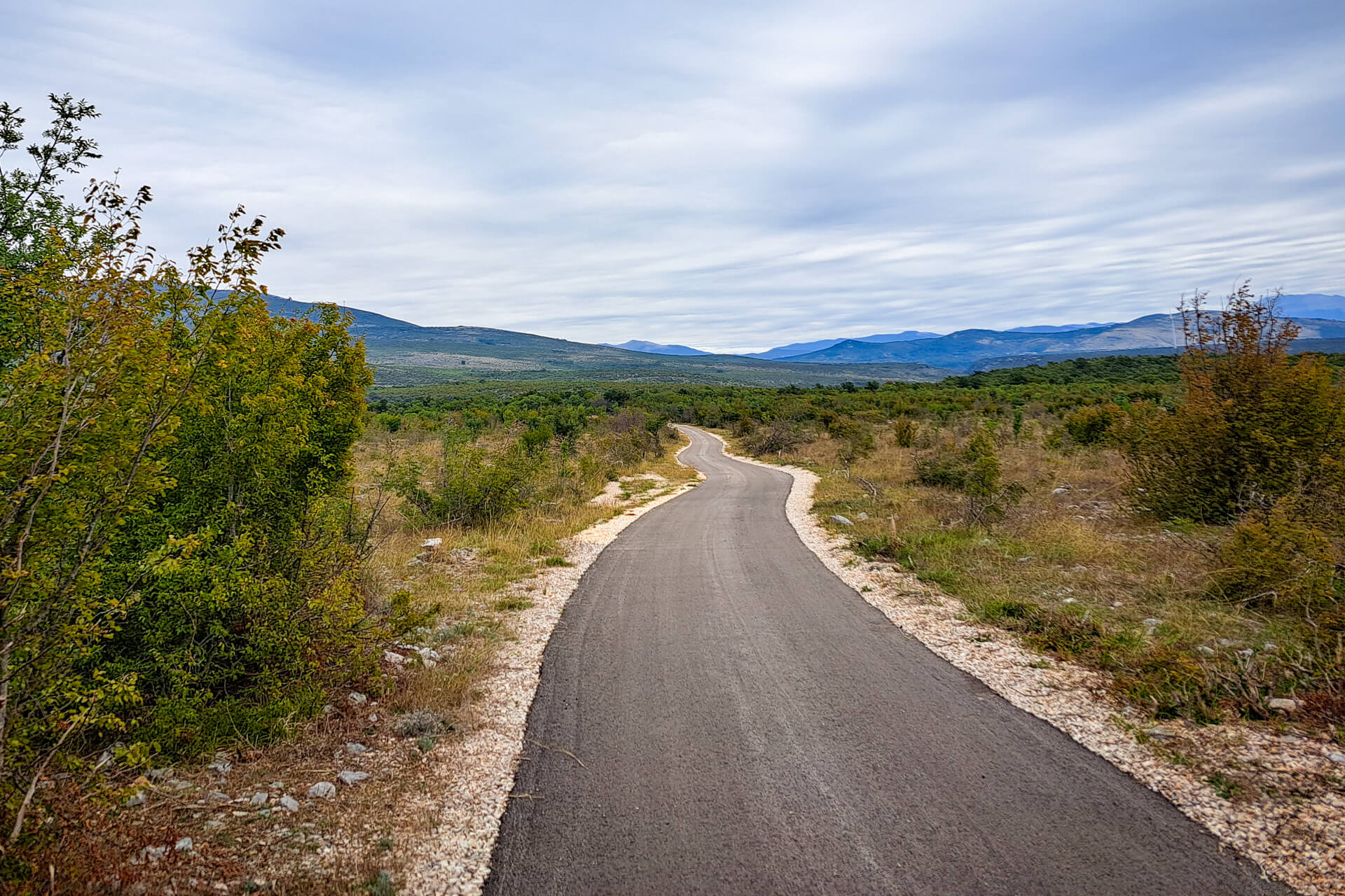 New asphalt road on the way to Knin in Croatia.