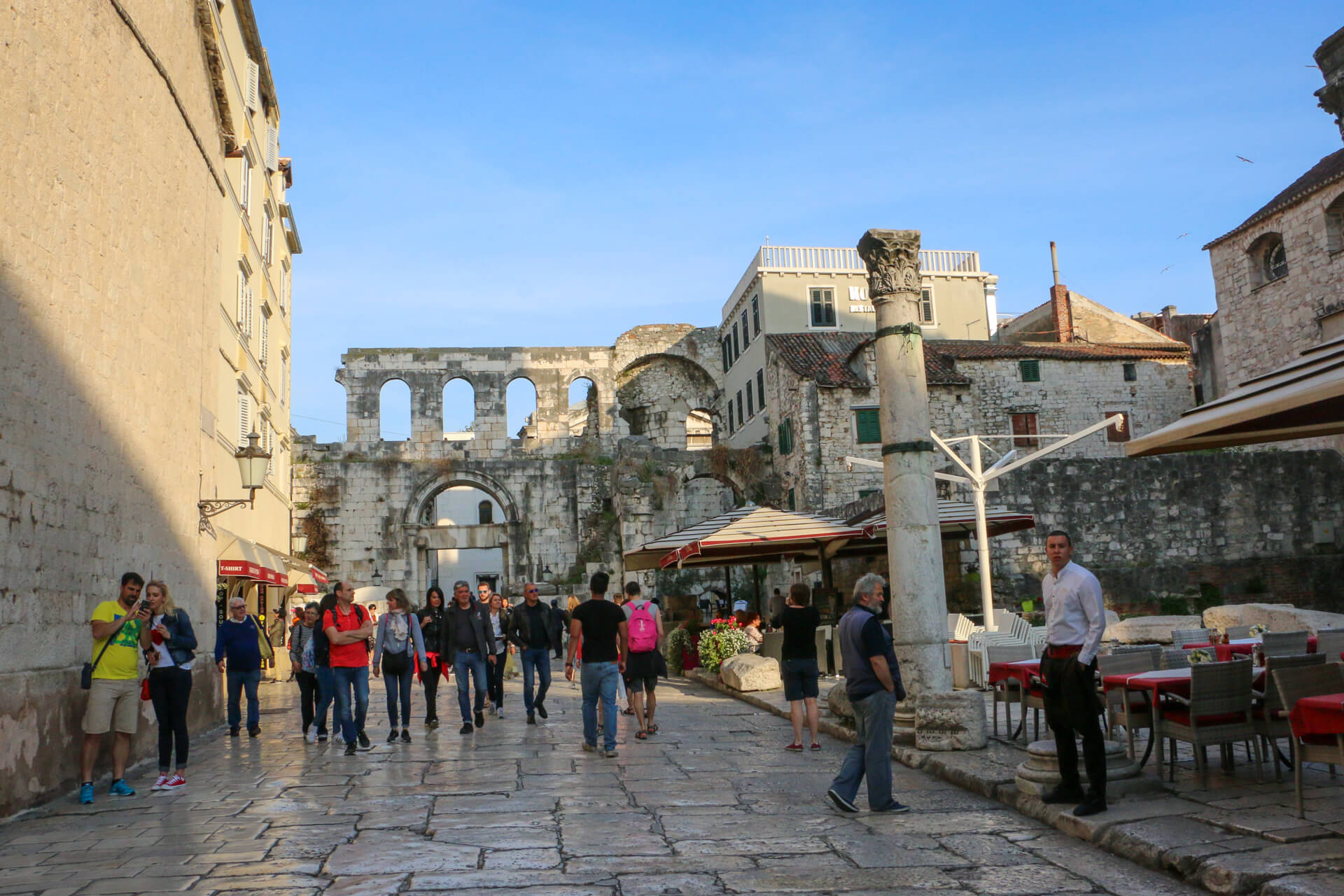 The old town center in Split, Croatia.