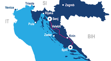 Trans Dinarica Croatia Gravel Bike Tour map