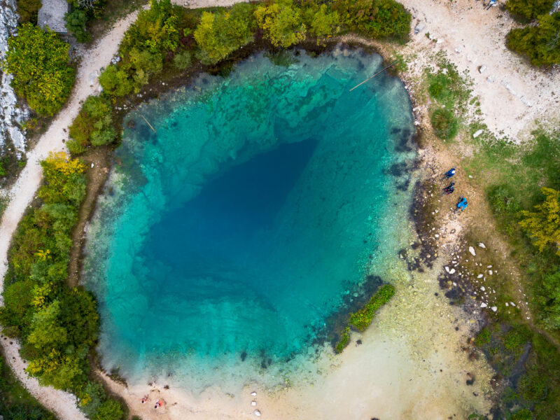 The source of the Cetina River, also known as the 'eye of the earth', in Croatia.