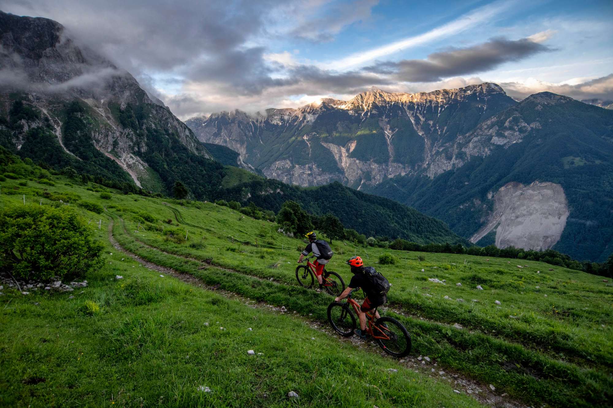 Two bikers on the Trans Slovenia 01 route