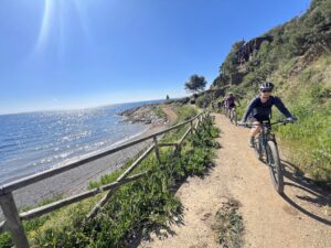 Coastal MTB trail overlooking the Tyrrhenian Sea on Elba Island, Italy